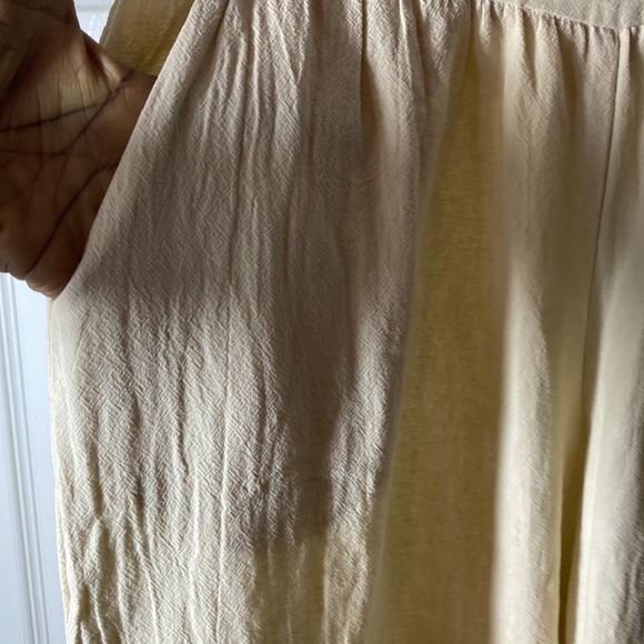 Faeriesty Linen Blend Wide Leg Pants  crochet Detail Size Medium Side Zip pocket - Picture 7 of 14